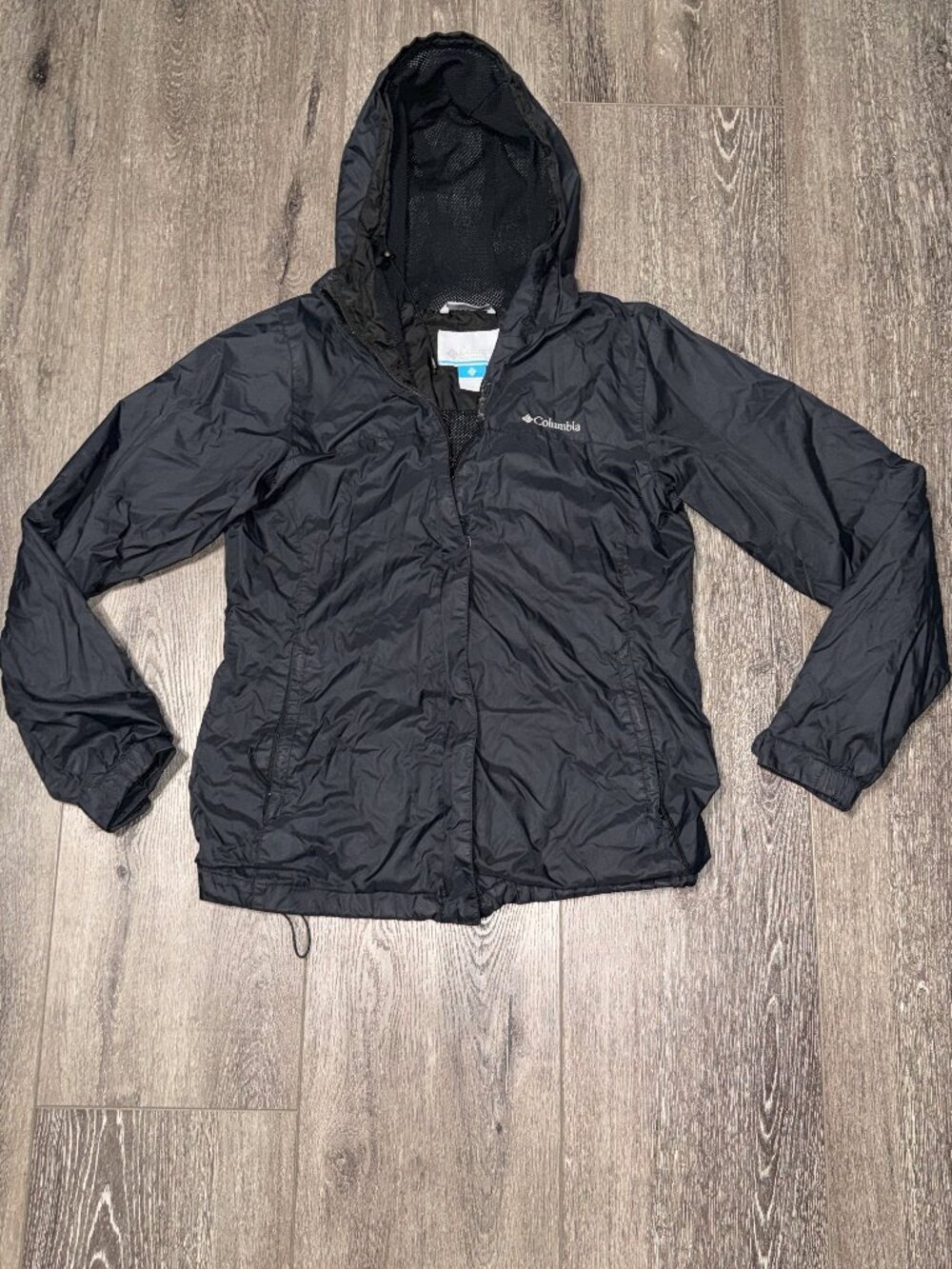 Columbia -  Women’s Hooded Mid-Length BLACK Rain Coat Jacket Size S Small